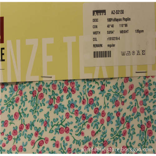 100%ECO rayon poplin printed fabric for garment printed